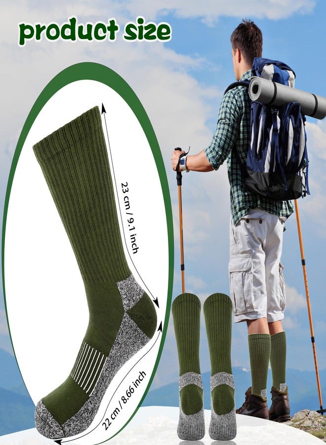 Skyebed 7 Pairs Men's Military Boot Socks - Army Green Thickened Warm Military Grade Crew Socks for Adult Working Outdoor Activities (US, Alpha, One Size, Regular, Regular, Green Thin - Style 2) - Image 2